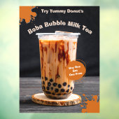 Aangepaste Bubble Boba Thee Donut Winkel Promo Raamsticker (Vel 3)