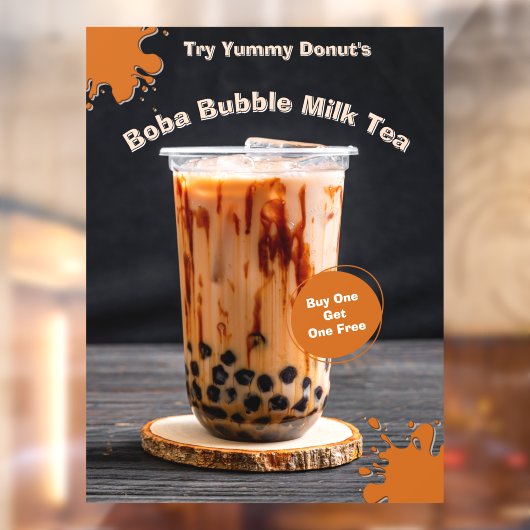 Aangepaste Bubble Boba Thee Donut Winkel Promo Raamsticker (Vel 2)