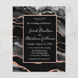 Aangepaste budget Black Agaat bruiloft uitnodiging