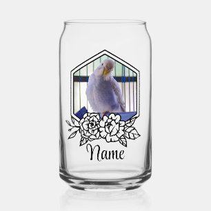 Aangepaste Budgie Gepersonaliseerde Pet Foto & Naa Blikvorm Glas