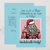 Aangepaste Buff Santa December Bachelorette Party Kaart (Voorkant / Achterkant)