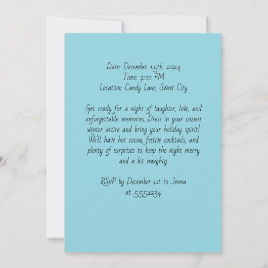 Aangepaste Buff Santa December vrijgezellenfeest Kaart (Achterkant)