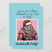 Aangepaste Buff Santa December vrijgezellenfeest Kaart (Voorkant / Achterkant)