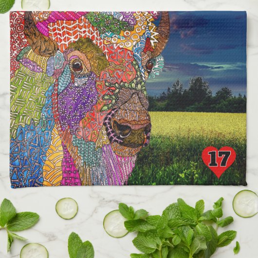 Aangepaste Buffalo Amerikaanse Bison Keuken Handdo Theedoek (Gevouwen)