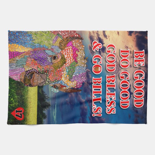 Aangepaste Buffalo Amerikaanse Bison Keuken Handdo Theedoek (Horizontaal)