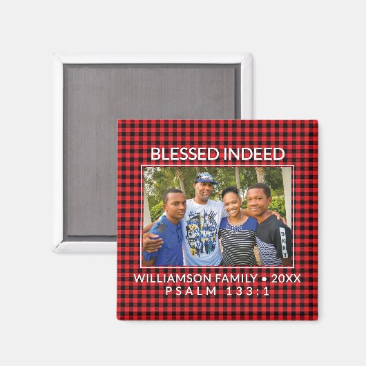 Aangepaste Buffalo Plaid Familie Christelijke Kers Magneet (Voorkant / Achterkant)