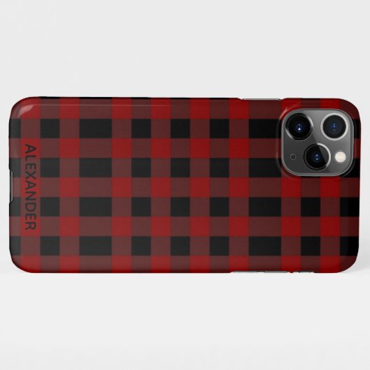 Aangepaste Buffalo Plaid Voeg naam toe BUDGET iPhone Hoesje (Achterkant horizontaal)
