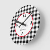 Aangepaste Buffel Check rood accent 10.75-in Acryl Ronde Klok (Hoek)