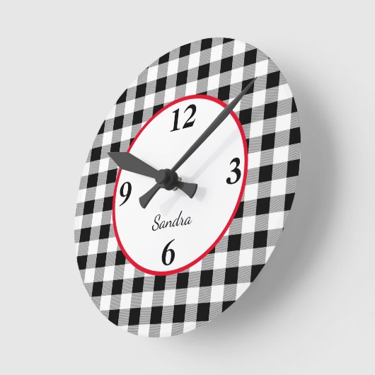 Aangepaste Buffel Check rood accent 10.75-in Acryl Ronde Klok (Hoek)