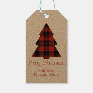 Aangepaste Buffel Plaid Kerstboom Labels Cadeaulabel