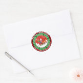 Aangepaste buffel rode plaid Merry Christmas Santa Ronde Sticker (Envelop)