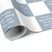 Aangepaste buffelcontrole Blauwe gelukkige dag Cadeaupapier (Rol Hoek)