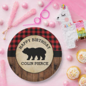 Aangepaste Buffelplaat Beer Lumberjack Party Papieren Bordje (Feest)