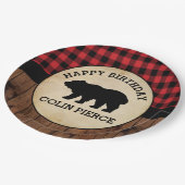 Aangepaste Buffelplaat Beer Lumberjack Party Papieren Bordje (Gekanteld)