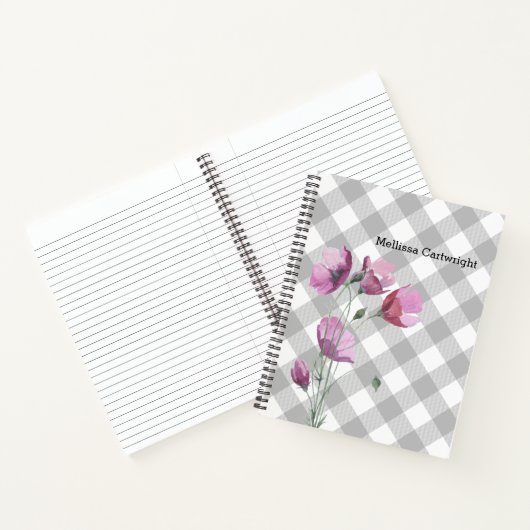 Aangepaste buffelplaat en roze bloemen notitieboek (Binnen)