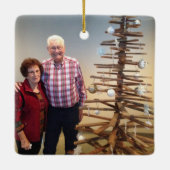 Aangepaste bufferfoto met 2 knoppen keramisch ornament (Achterkant)