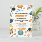 Aangepaste Buitenruimte Blast Off Rocket Ship Verj Kaart (Staand voorkant)