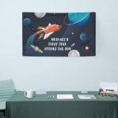 Aangepaste buitenruimte eerste verjaardag in melkw spandoek (Beurs)