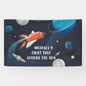 Aangepaste buitenruimte eerste verjaardag in melkw spandoek (Horizontaal)