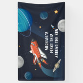 Aangepaste buitenruimte eerste verjaardag in melkw spandoek (Verticaal)