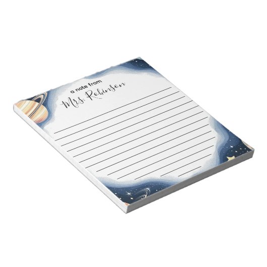 Aangepaste buitenruimte Galaxy Teacher Notitieblok (Schuin)