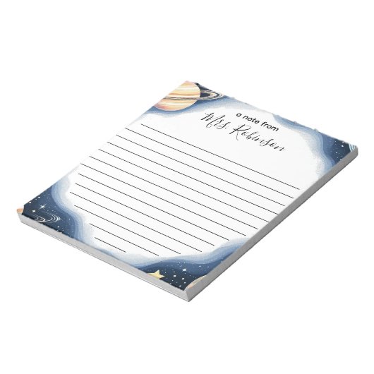 Aangepaste buitenruimte Galaxy Teacher Notitieblok (Linkerzijde)