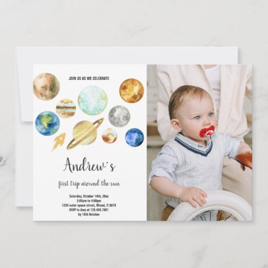 Aangepaste buitenruimte Kinder feestuitnodiging Kaart (Voorkant)