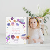 Aangepaste buitenruimte Kinder feestuitnodiging Kaart (Staand voorkant)