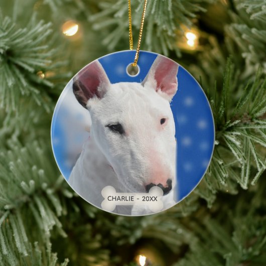 Aangepaste Bull Terrier hondenfoto Keramisch Ornament (Boom)