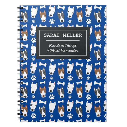 Aangepaste Bull Terrier Pattern Cute Dog Doodle Notitieboek (Voorkant)
