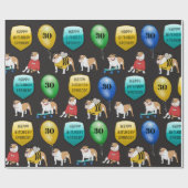 Aangepaste Bulldog Birthday Cadeaupapier (Vlak)