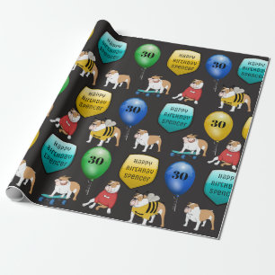 Aangepaste Bulldog Birthday Cadeaupapier