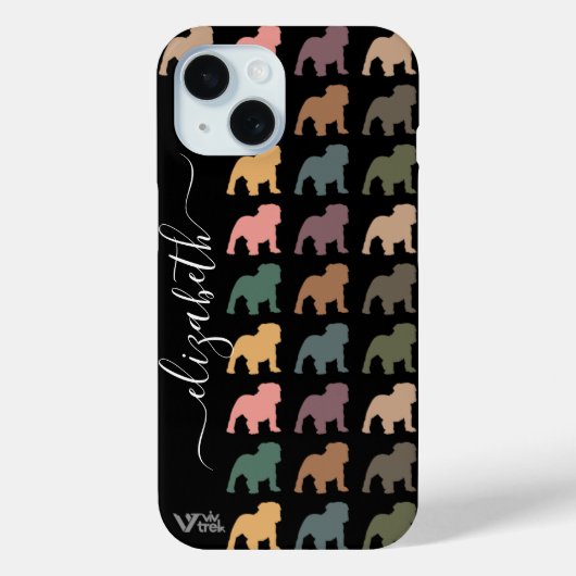 Aangepaste Bulldog Bloem Naam Boho Huisdier Liefhe Case-Mate iPhone Case (Achterkant)