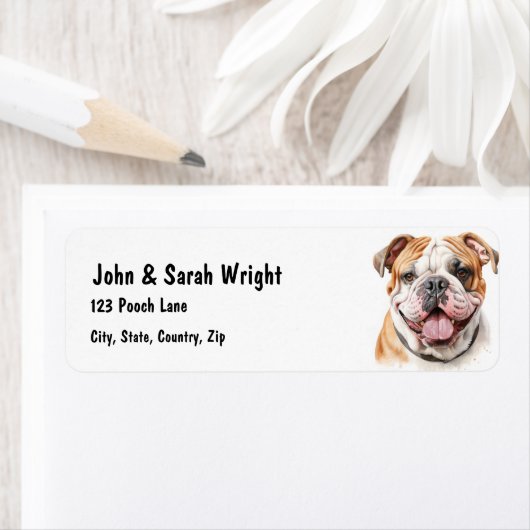 Aangepaste Bulldog Dog Adreslabel Etiket (Insitu)