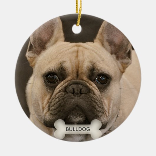 Aangepaste Bulldog-hondfoto Keramisch Ornament (Voorkant)
