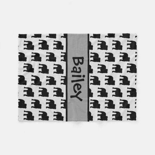 Aangepaste Bulldog Silhouet Fleece Deken (Voorkant (Horizontaal))