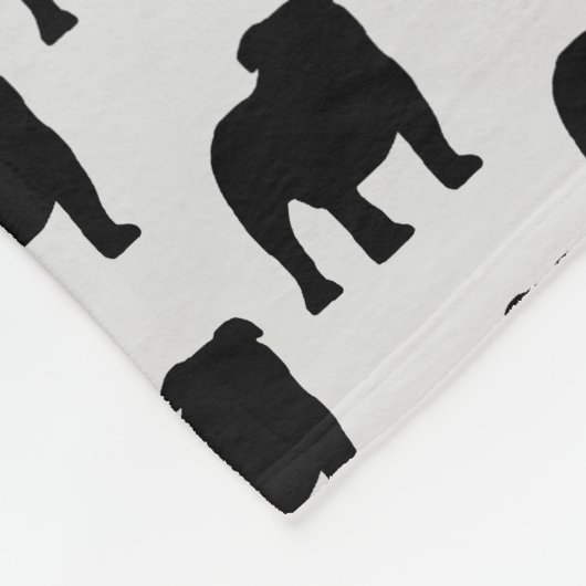 Aangepaste Bulldog Silhouet Fleece Deken (Hoek)