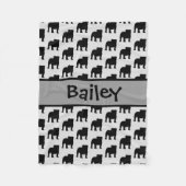 Aangepaste Bulldog Silhouet Fleece Deken (Voorkant)