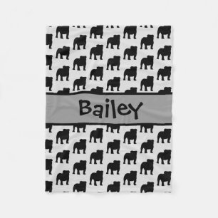 Aangepaste Bulldog Silhouet Fleece Deken
