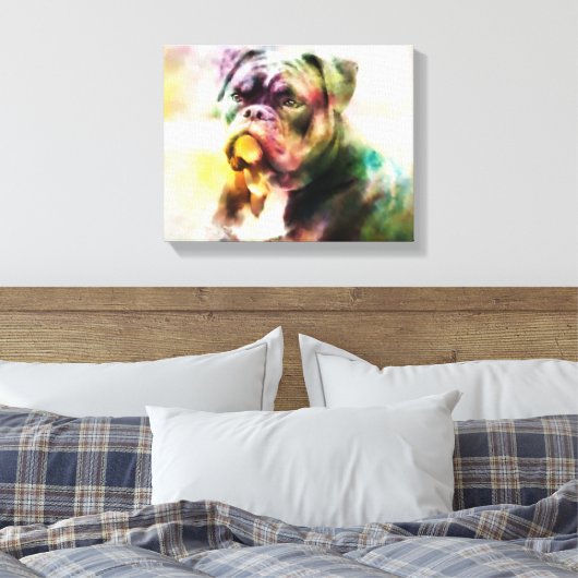 Aangepaste bulldog Waterverf schilderij Canvas Afdruk (Insitu (Slaapkamer))