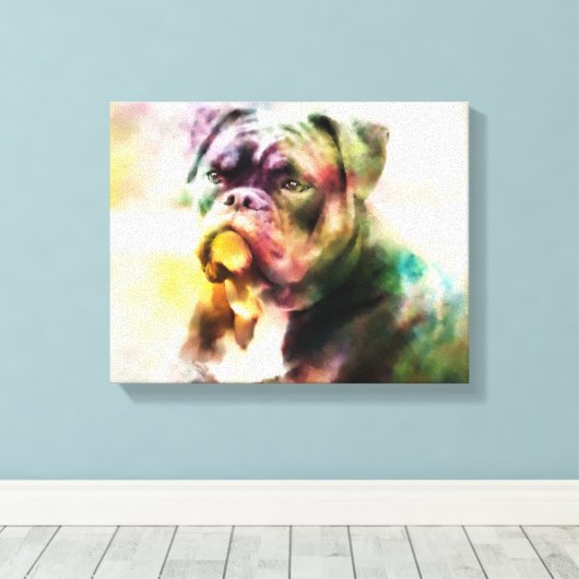 Aangepaste bulldog Waterverf schilderij Canvas Afdruk (Insitu (Houten vloer))
