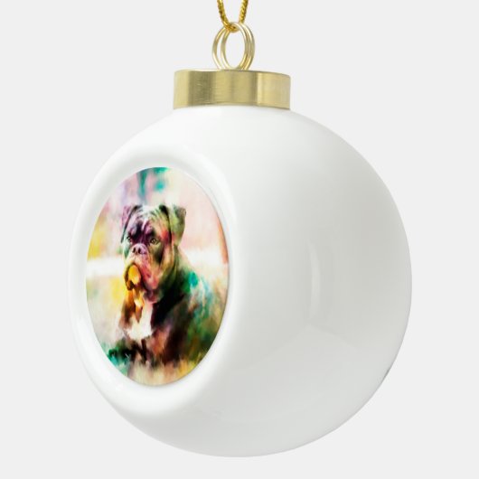 Aangepaste bulldog Waterverf schilderij Keramische Bal Ornament (Rechts)