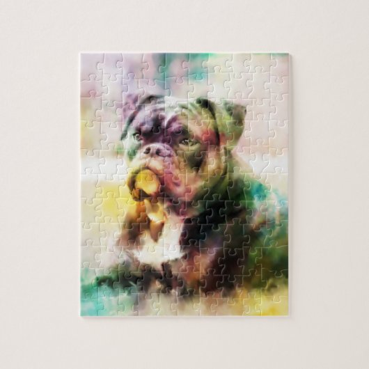 Aangepaste bulldog Waterverf schilderij Legpuzzel (Verticaal)