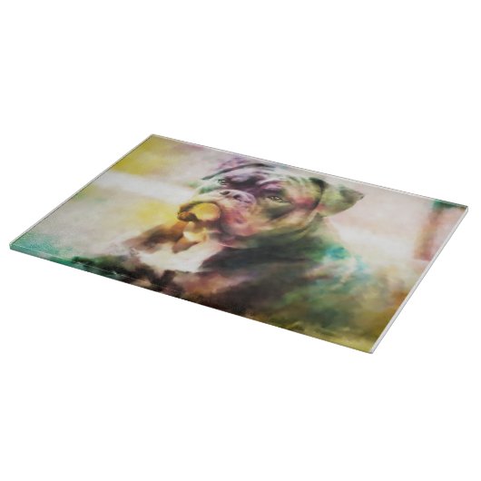Aangepaste bulldog Waterverf schilderij Snijplank (Hoek)