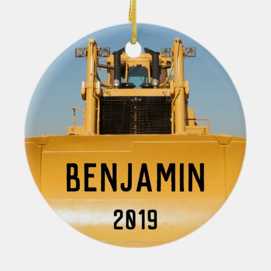 Aangepaste Bulldozer Tractor Keramisch Ornament (Achterkant)