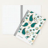 Aangepaste Bullet Journal Blauwgroen Boho Paisley Notitieboek (Binnen)