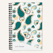 Aangepaste Bullet Journal Blauwgroen Boho Paisley Notitieboek (Voorkant)