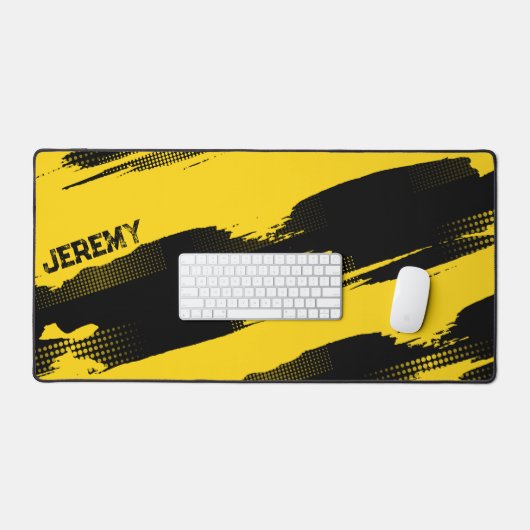 Aangepaste Bumblebee Geel Zwart Abstract Gaming Bureaumat (Keyboard & Muis)