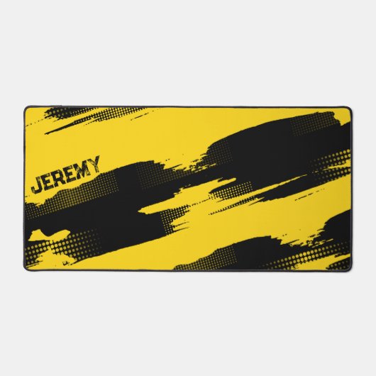 Aangepaste Bumblebee Geel Zwart Abstract Gaming Bureaumat (Voorkant)