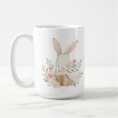Aangepaste bunny Rabbit Pastel Flowers Koffiemok (Links)